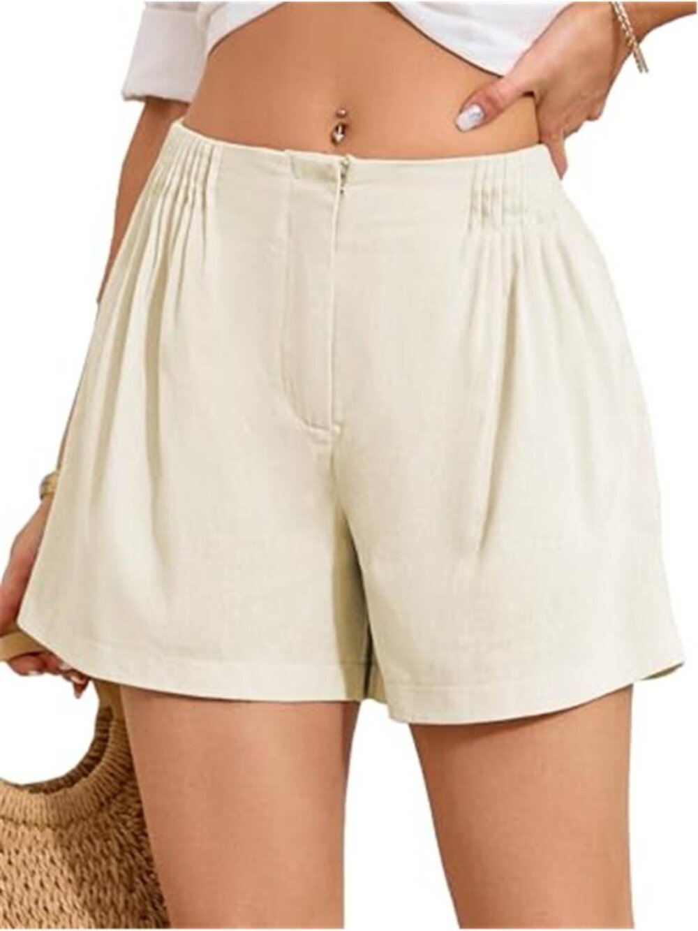 G4Free Women's Black High Waisted Tailored Dress Shorts with Pockets